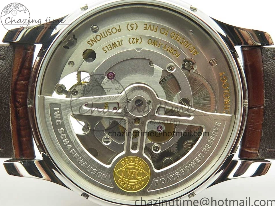 MIROTIME 0701 Lightweight Portuguese Tourbillon IW504602 SS ZF Best Edition Gray Dial on Brown Leather Strap 7177